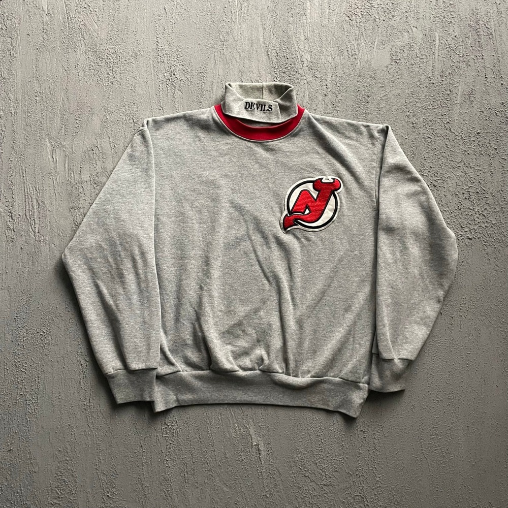 Vintage NHL New Jersey Devils Sweatshirt Men Large Grey 90s Majestic